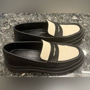 Coach Men's Black and Cream Slip-On Loafers